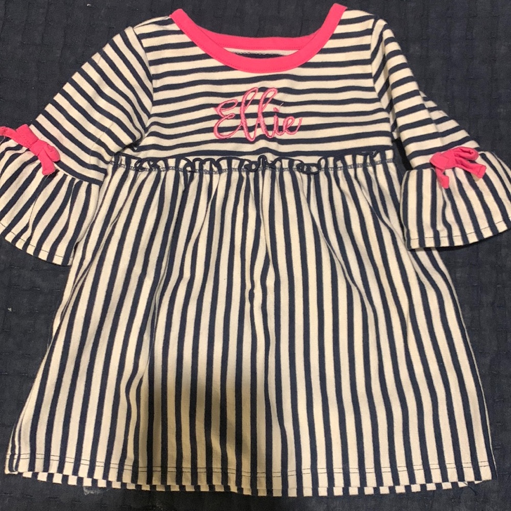 Striped monogrammed dress
